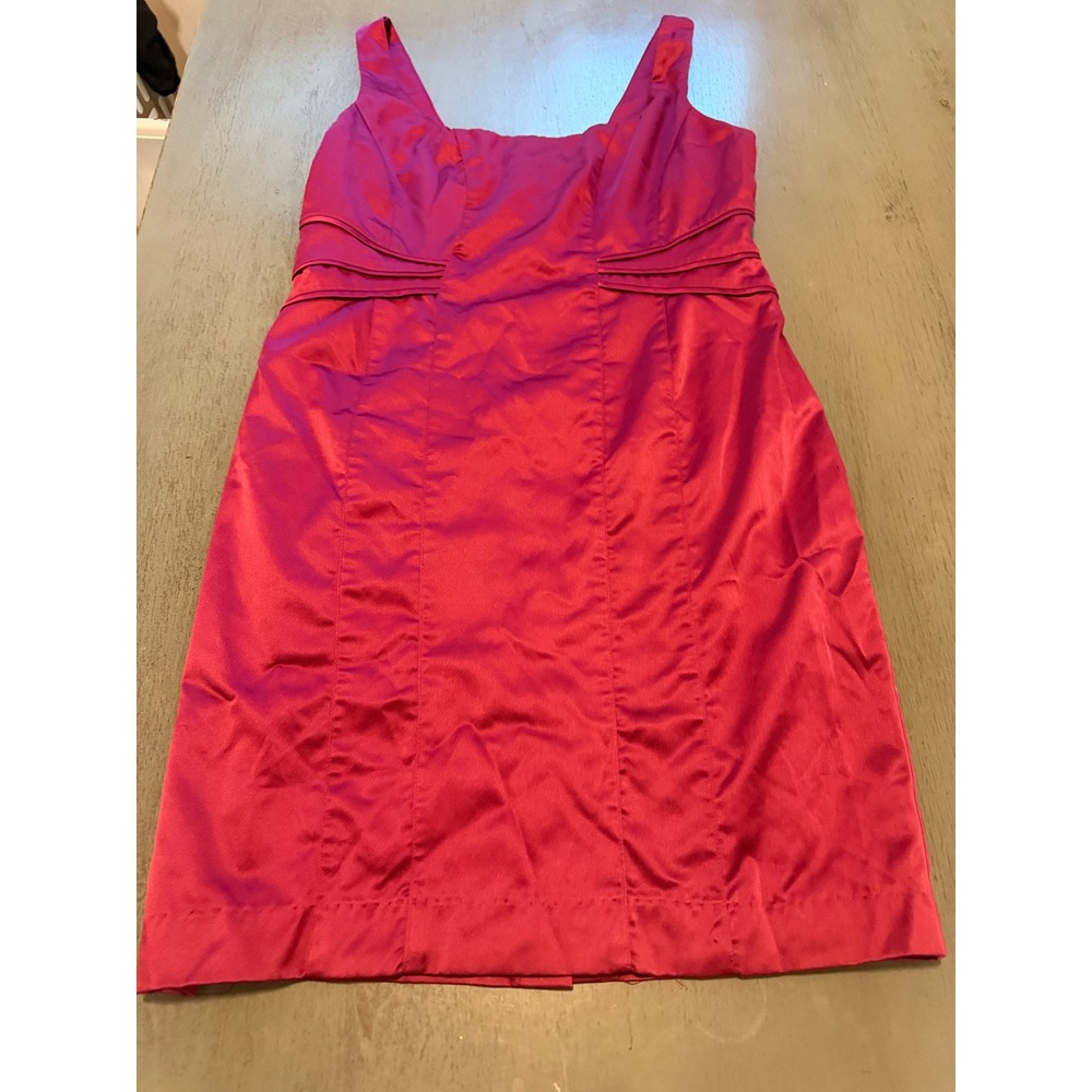 Faith 21 Magenta Pink Satin Sheath Cocktail Dress Pleated Waist Plus Size 1X